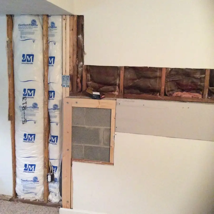 Wall insulation replacement during Basement Flood Cleanup in Corinth
